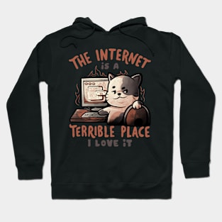 The Internet is a Terrible Place - Funny Evil Cat Gift Hoodie